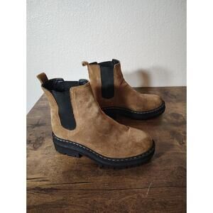 Women's MARC FISHER Ltd Chelsea Padmia ANKLE BOOTS Tan Suede Slip on Size 5M